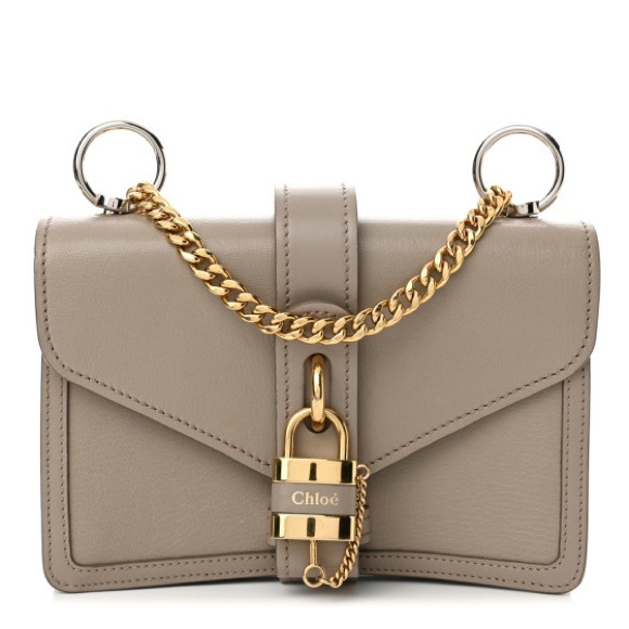 Chloe Handbags - CHLOE
Shiny Goatskin Calfskin Mini Aby
Chain Shoulder Bag Motty Grey